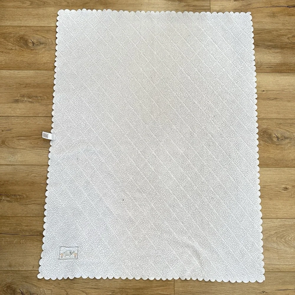 Child of Mine by Carter's Pink‎ Gray Elephant Baby Blanket Lovey Scalloped Edge